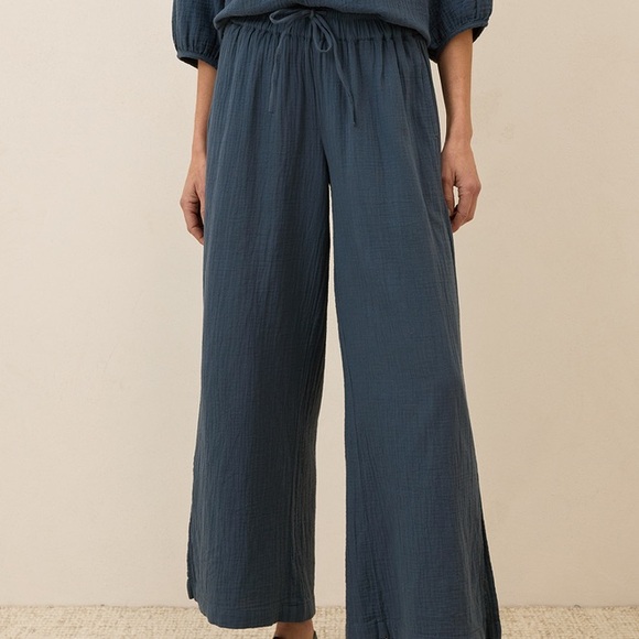 New PACT Coastal organic double gauze split hem wide leg Purple Pants Medium - Picture 5 of 5